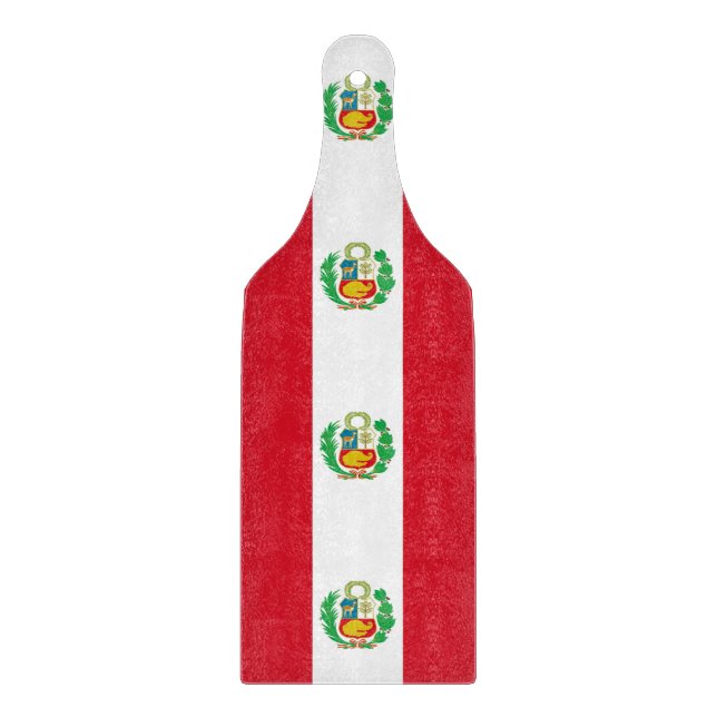 Glass cutting board paddle with Peru flag (Front)