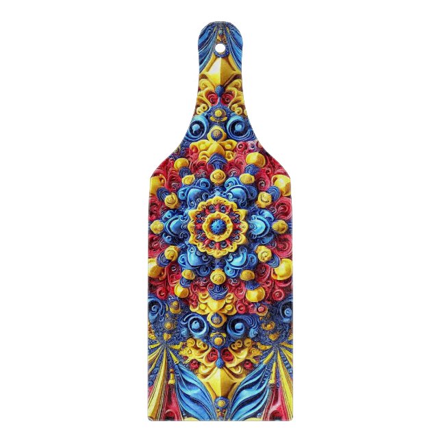 Glass cutting board paddle with Romanian Colours (Front)