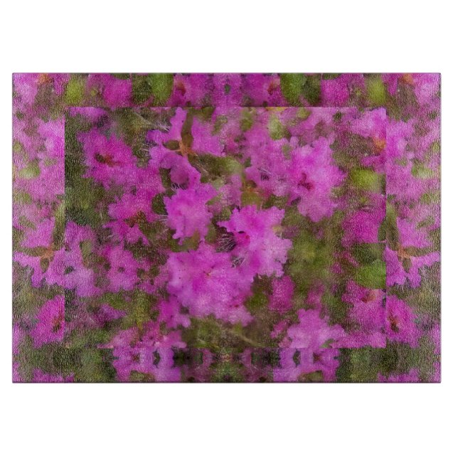 Glass Cutting Board Purple Rhododendron (Front)