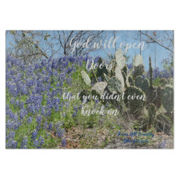 Glass Cutting Board Texas Bluebonnets With Saying