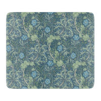 GLASS CUTTING BOARD : WILLIAM MORRIS : BLUE FLORAL