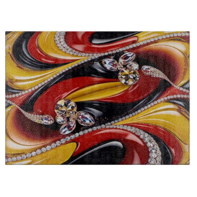 Glass cutting board with Belgian Colours (Front)