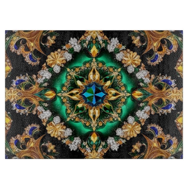 Glass cutting board with Brazilian Colours (Front)