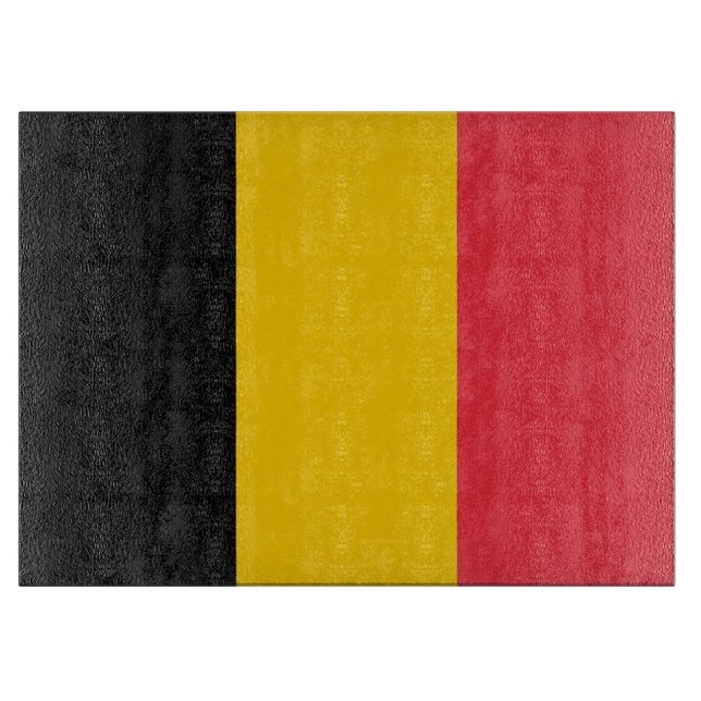 Glass cutting board with Flag of Belgium (Front)