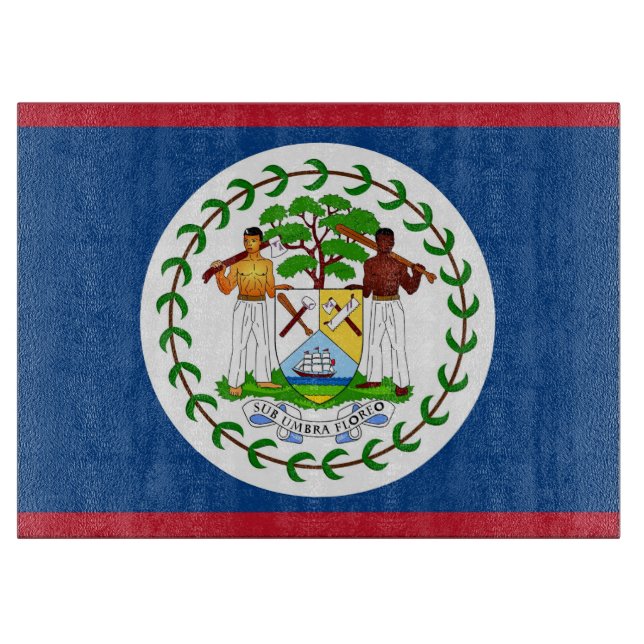 Glass cutting board with Flag of Belize (Front)