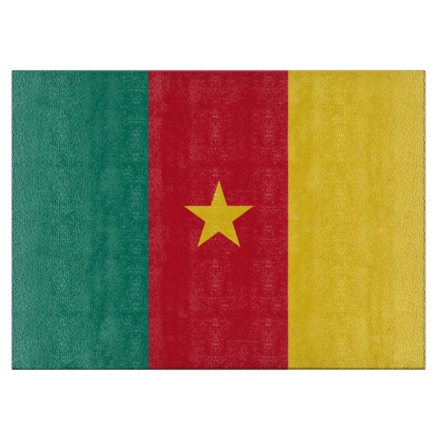 Glass cutting board with Flag of Cameroon (Front)