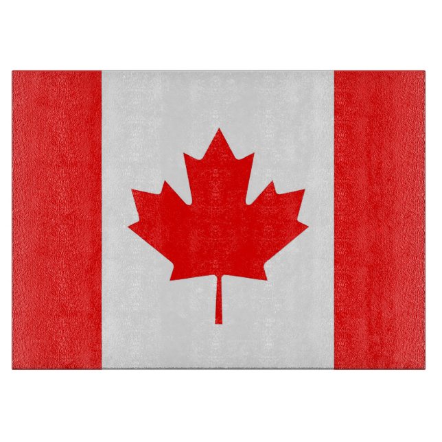 Glass cutting board with Flag of Canada (Front)