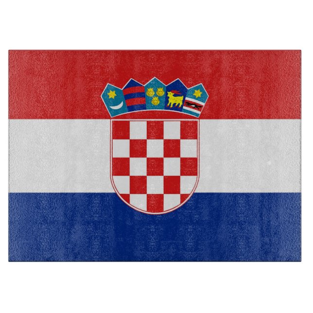 Glass cutting board with Flag of Croatia (Front)
