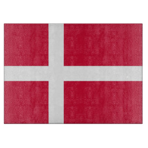 Glass cutting board with Flag of Denmark