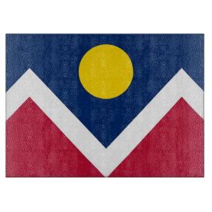 Glass cutting board with Flag of Denver City