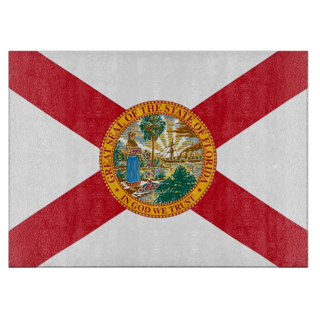 Glass cutting board with Flag of Florida, USA (Front)