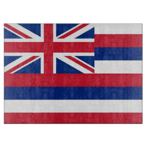 Glass cutting board with Flag of Hawaii State, USA