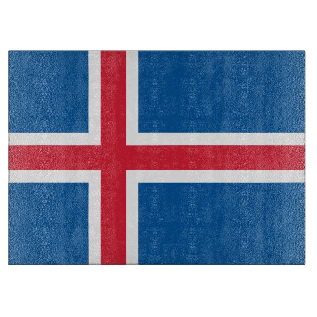 Glass cutting board with Flag of Iceland (Front)