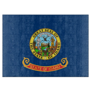 Glass cutting board with Flag of Idaho State, USA