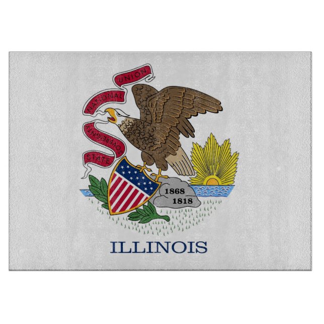 Glass cutting board with Flag of Illinois, USA (Front)