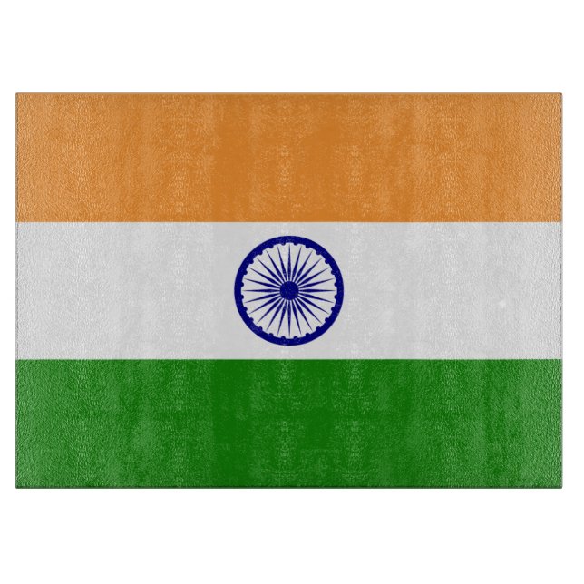 Glass cutting board with Flag of India (Front)