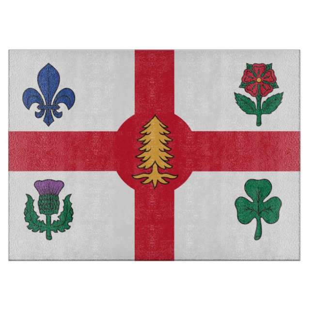 Glass cutting board with Flag of Montreal (Front)
