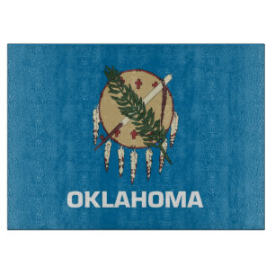 Glass cutting board with Flag of Oklahoma, USA
