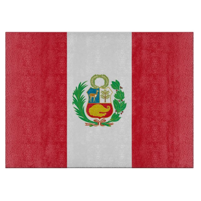 Glass cutting board with Flag of Peru (Front)