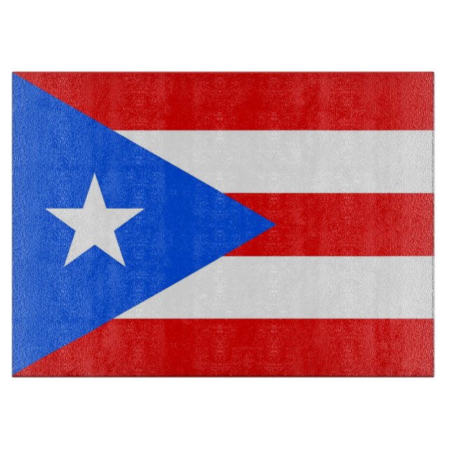 Glass cutting board with Flag of Puerto Rico, USA (Front)