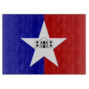 Glass cutting board with Flag of San Antonio