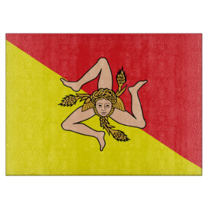 Glass cutting board with Flag of Sicily, Italy