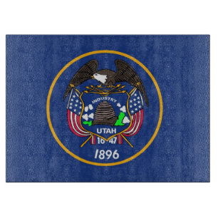 Glass cutting board with Flag of Utah, USA