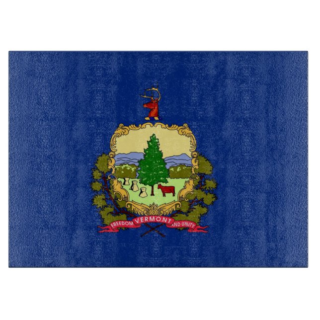 Glass cutting board with Flag of Vermont, USA (Front)