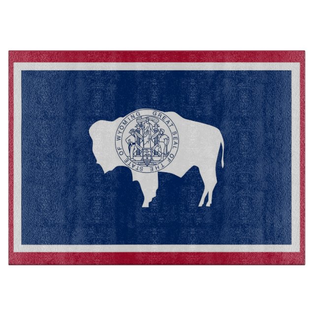 Glass cutting board with Flag of Wyoming USA (Front)