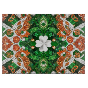 Glass cutting board with Irish Colours