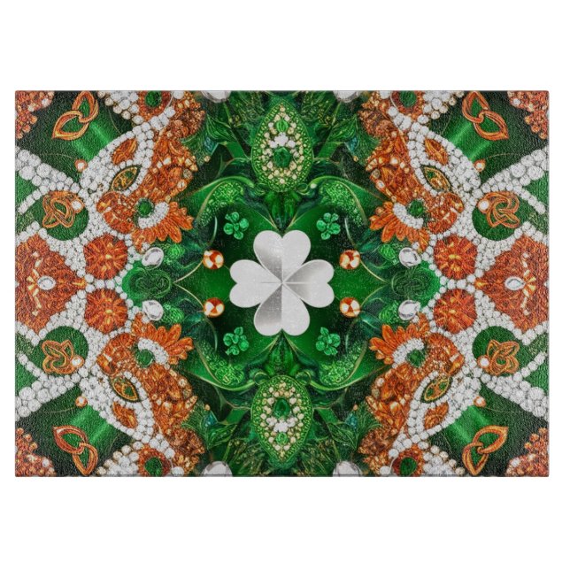 Glass cutting board with Irish Colours (Front)