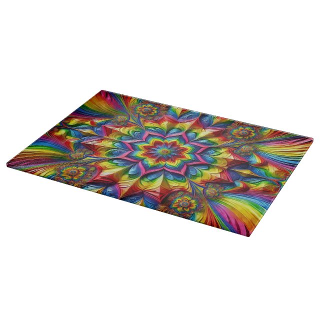 Glass cutting board with LGBTQ Colours (Corner)