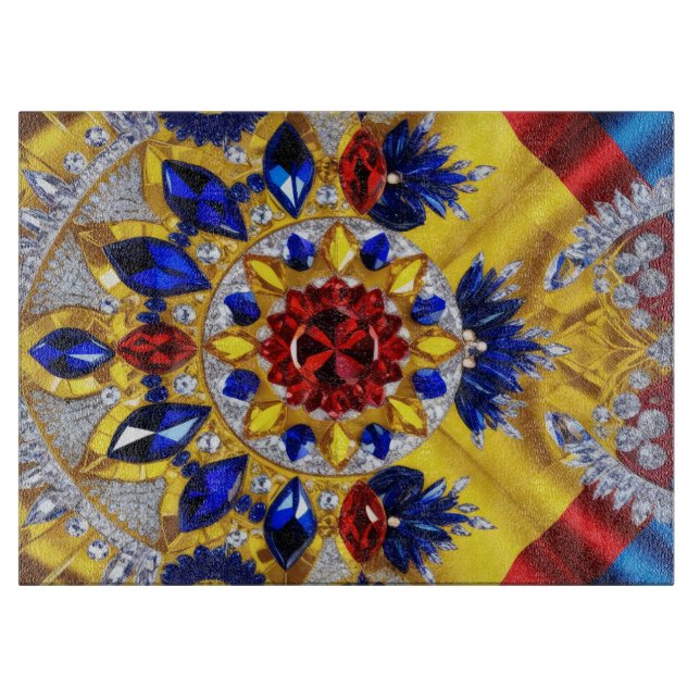 Glass cutting board with Romanian Colours (Front)