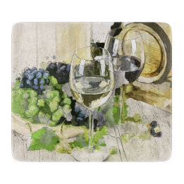  Glass Cutting Board Wood Barrel Wine Grapes