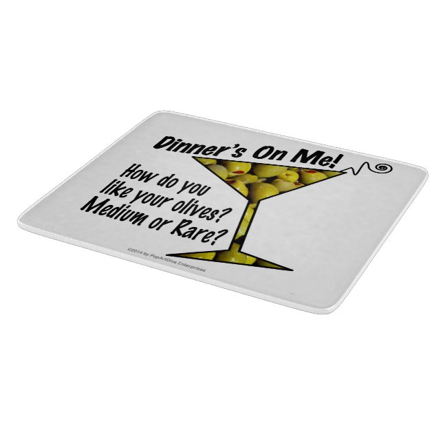 GLASS CUTTING BOARDS, MEDIUM or RARE MARTINI OLIVE Cutting Board (Corner)
