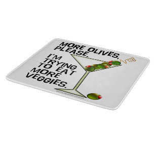 GLASS CUTTING BOARDS - More Olives. Eating Veggies