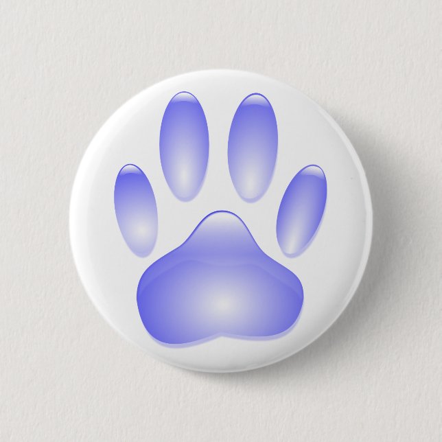 Glass Dog Paw Print 2 Inch Round Button (Front)