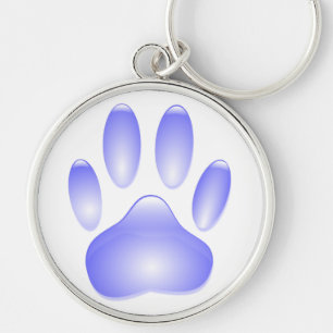 Glass Dog Paw Print Award Keychain