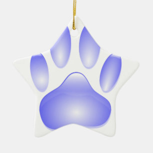 Glass Dog Paw Print Ceramic Ornament