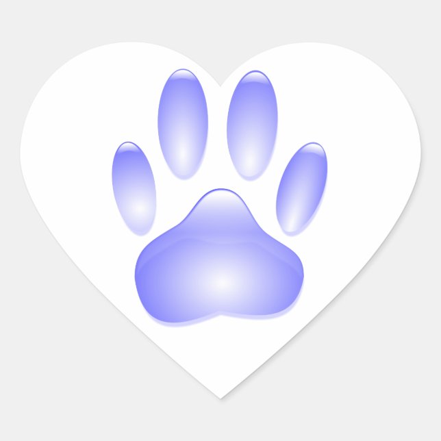 Glass Dog Paw Print Heart Sticker (Front)