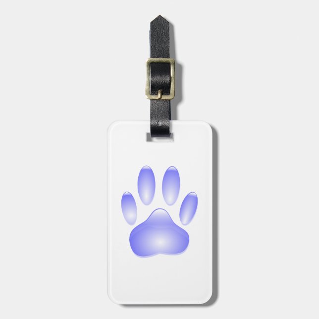Glass Dog Paw Print Luggage Tag (Front Vertical)