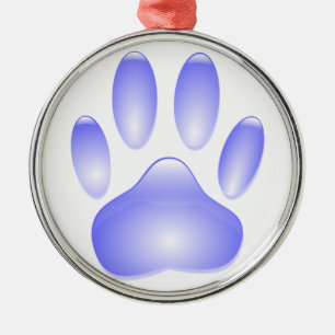 Glass Dog Paw Print Metal Ornament