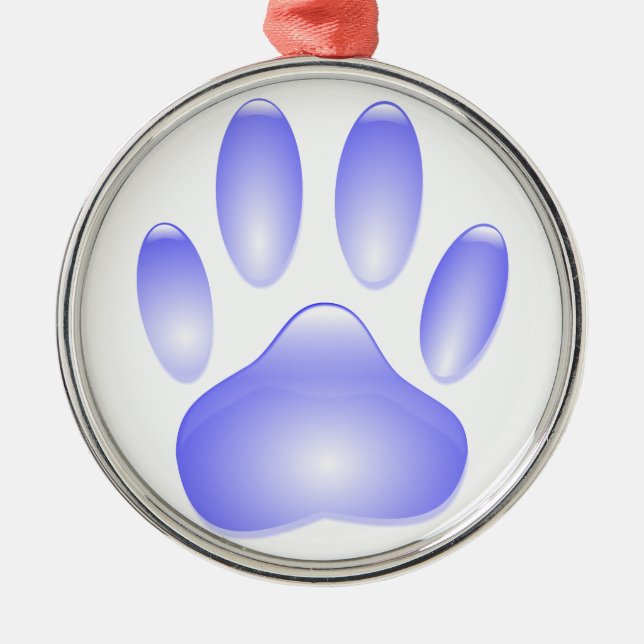Glass Dog Paw Print Metal Ornament (Front)