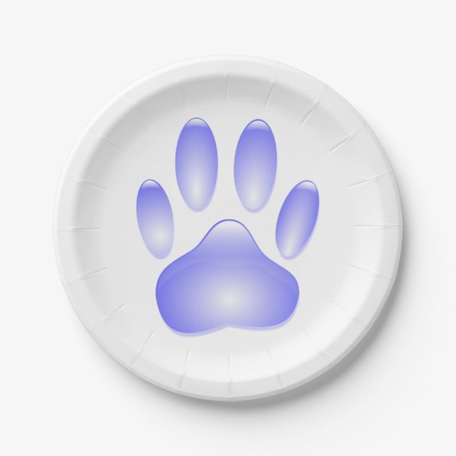 Glass Dog Paw Print Paper Plate (Front)