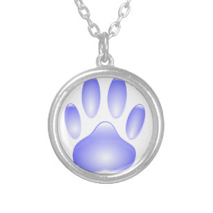 Glass Dog Paw Print Silver Plated Necklace