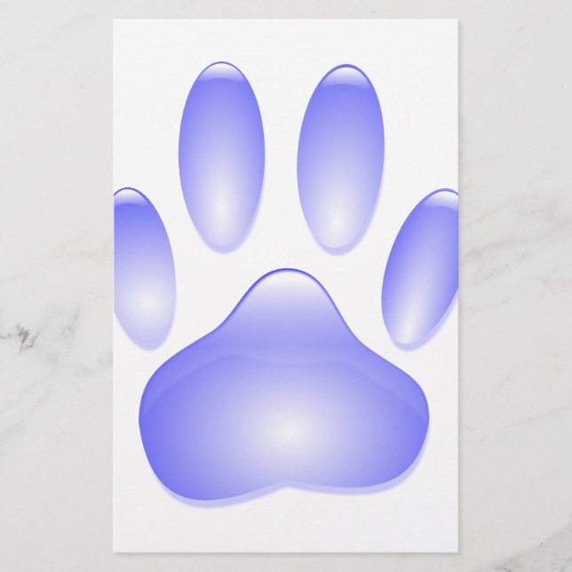 Glass Dog Paw Print Stationery (Front)