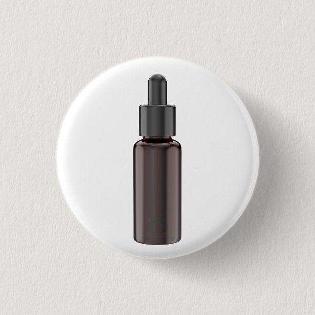 Glass dropper bottle with pipette 1 inch round button (Front)