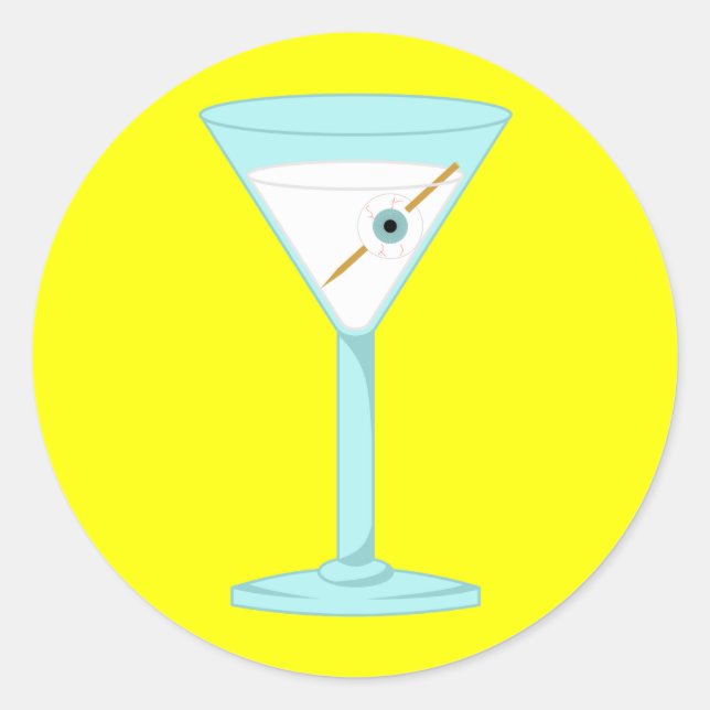 Glass Eye Human Eyeball Martini Classic Round Sticker (Front)