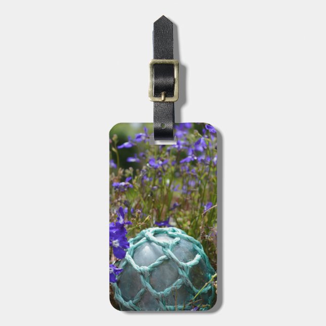 Glass Fishing Float And Flowers Luggage Tag (Front Vertical)