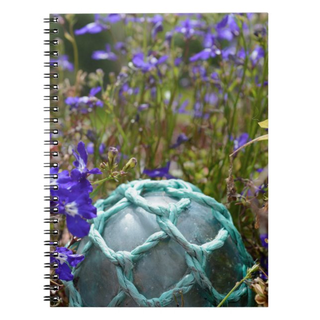 Glass Fishing Float And Flowers Notebook (Front)